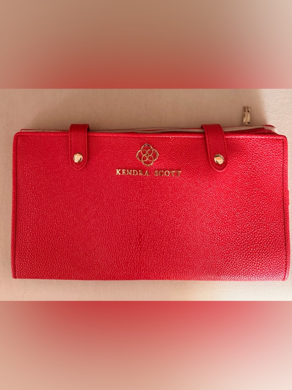Kendra Scott Red Jewelry Organizer with Gold Logo